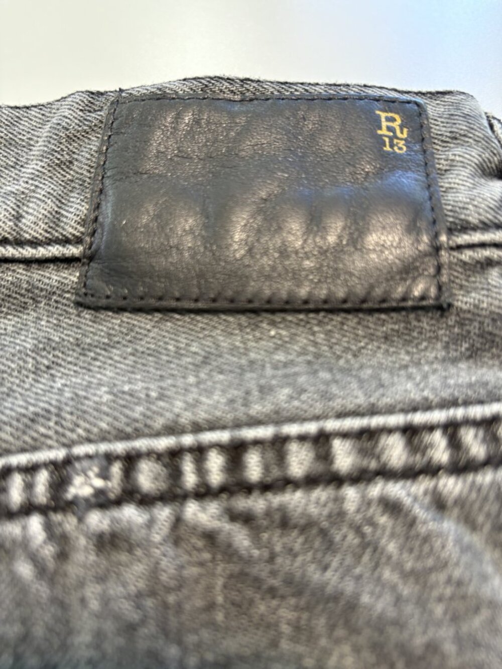 R13 Made In Italy Distressed Denim Cutoff Shorts Gray Black Wash Size 28 - Picture 4 of 10